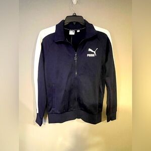 Puma Navy Blue and White Performance Track Jacket, Size Small